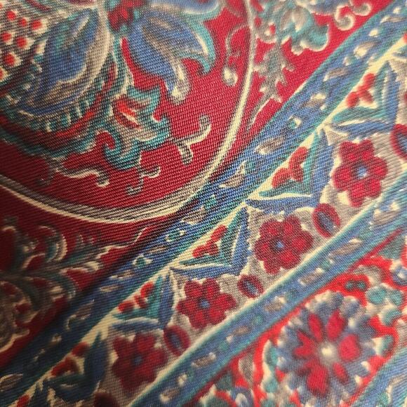 Geoffrey Beene Men's Neck Tie Multicolor Teal Burgundy Floral Pattern Silk Tie - Picture 2 of 6